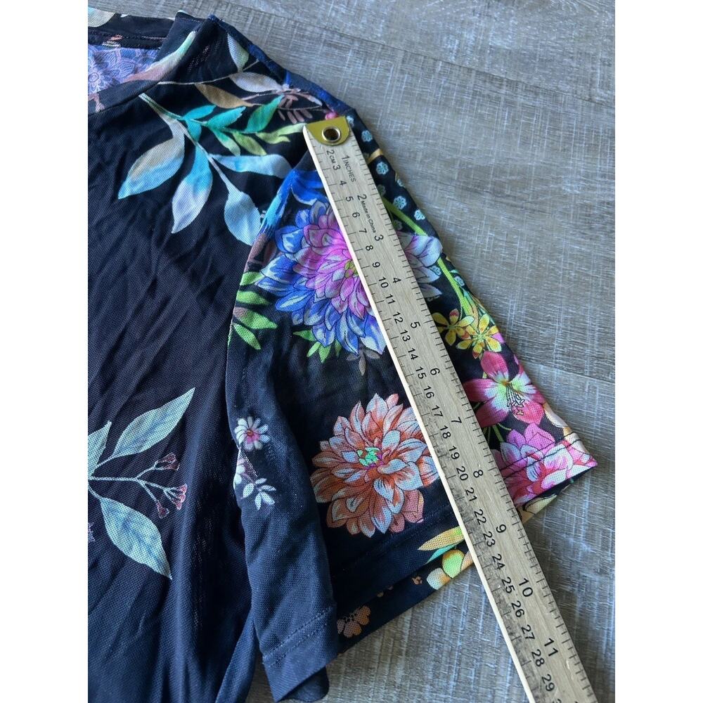 Johnny Was Workshop XL Floral Mesh Top Sheer Boho Layering Tee Butterfly - Picture 8 of 10
